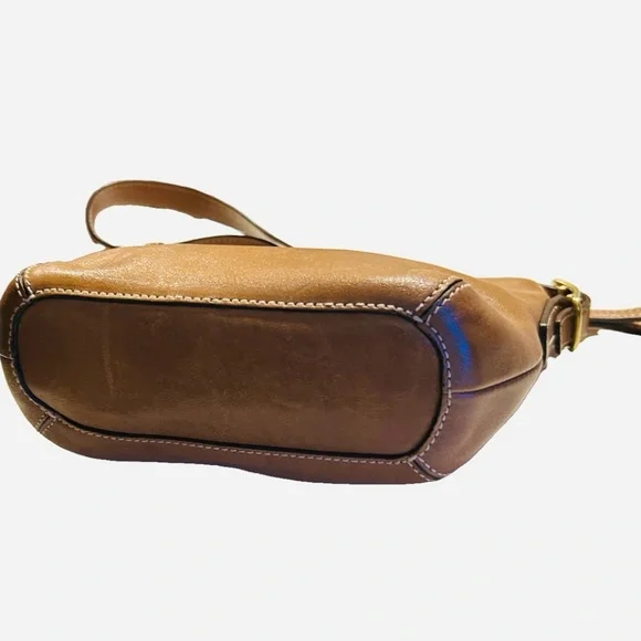Vintage Coach British Tan Leather Mini Shoulder Bag Brass Hardware Collectible - Picture 6 of 8